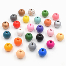 diy饰品配件  16MM彩色禾木木珠散珠 家居装饰木质串珠配件圆珠