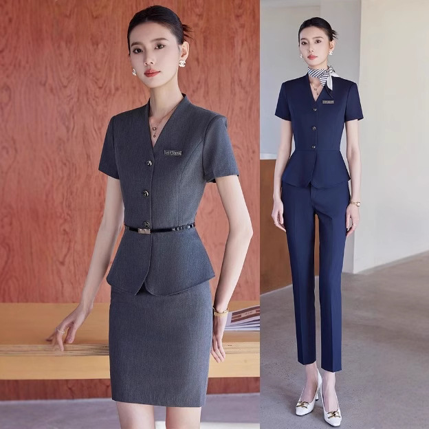 Professional Tooling Female Summer Hotel Front Desk Work Uniform Jewelry Store Gold Shop Guide Sales Work Clothes Suit suit