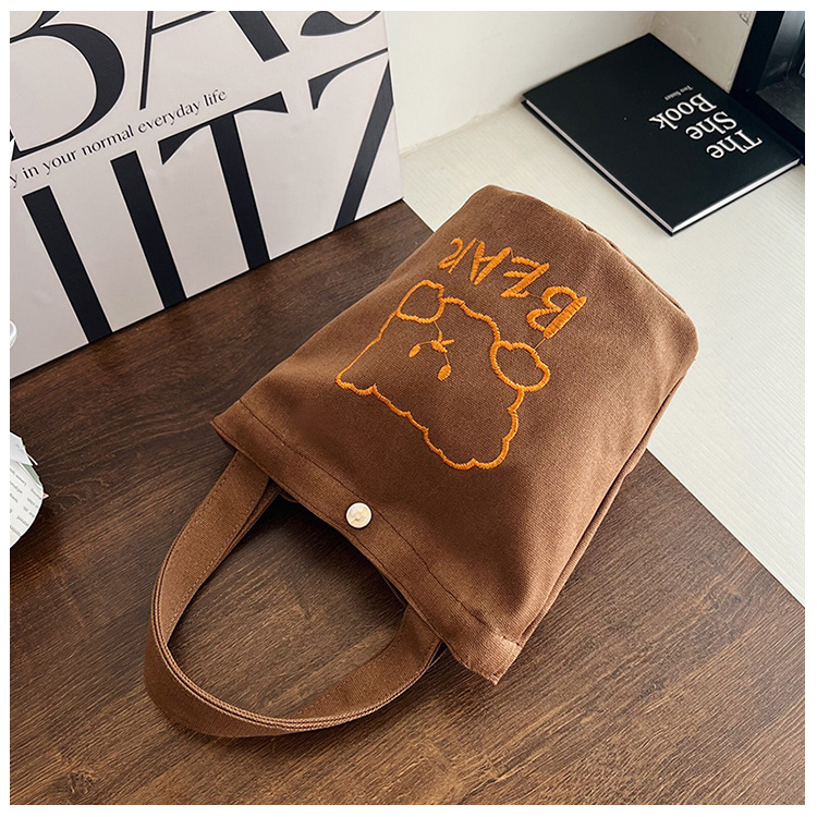 Personalized ladies' bucket bag, versatile and cute canvas bear wholesale, simple Japanese style new handbag undefined
