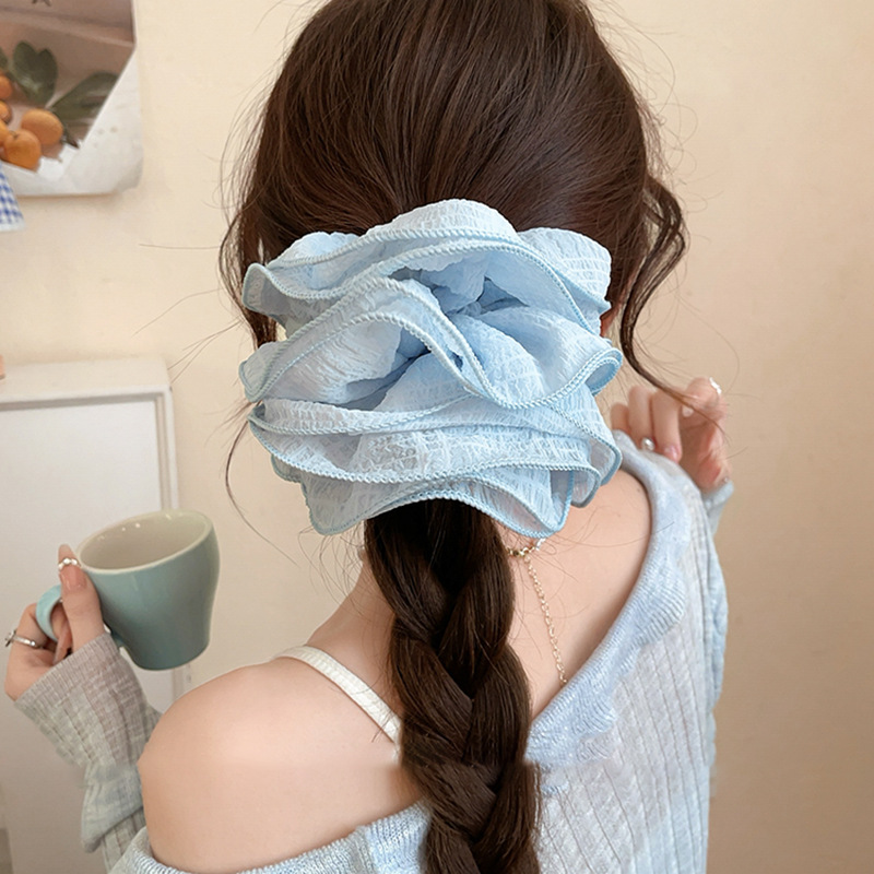 Malla de color caramelo de principios de primavera, orejas de madera de múltiples capas, lazo para el cabello del intestino grueso, cuerda para la cabeza, ambiente perezoso para mujeres, tocado de cuerda para el cabello de cola de caballo