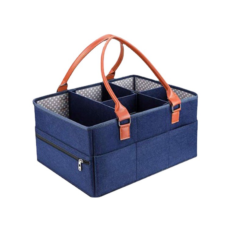 Leather handle felt diaper storage bag mummy travel travel storage bag feeding bottle diaper storage felt bag