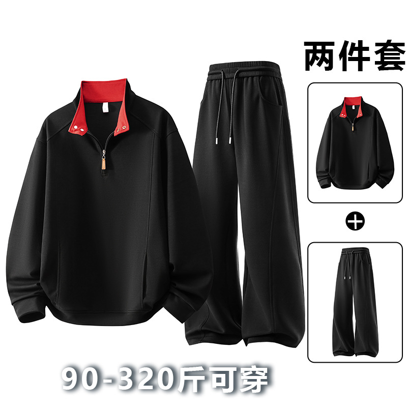 Primavera de tamaño grande, tamaño grande falso de dos piezas con solapa, suéter, pantalones largos, 2026 nueva camisa coreana, cosida, manga larga image 2