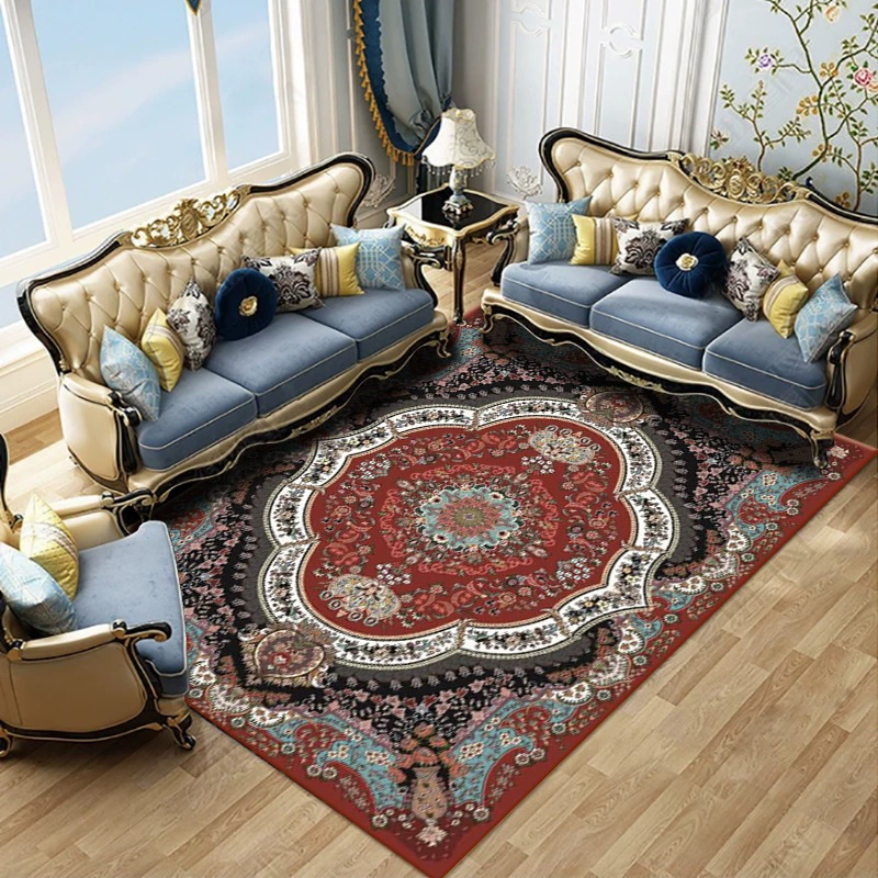 Area rug Persian‑style, retro ethnic boho design, for coffee table/sofa/bedside, multiple sizes