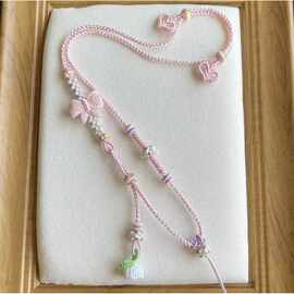 在逃公主蝴蝶结项链编织绳半成品可调吊坠百搭