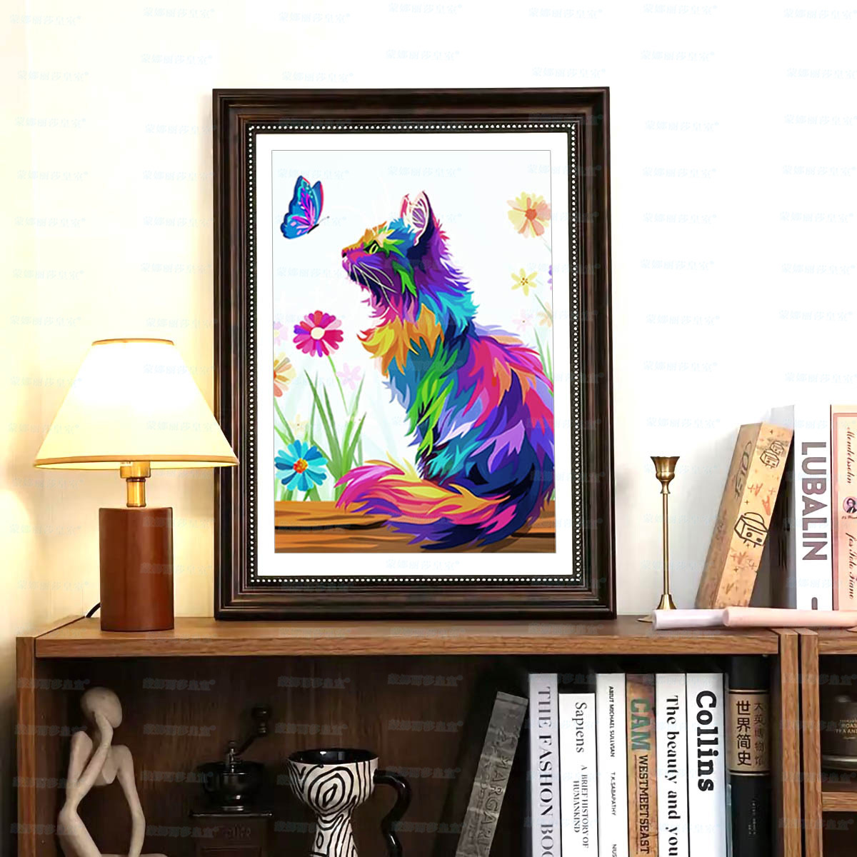 Mona Lisa Real bordado de cruz colorido gato nuevo lindo animal moderno simple sala de estar bordado a mano image 2
