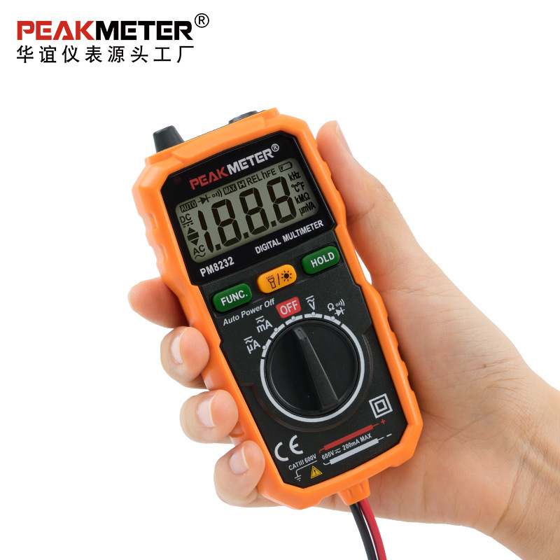 PEAKMETER华谊PM8232便携高精度电工家用数显万用表自动量程万能