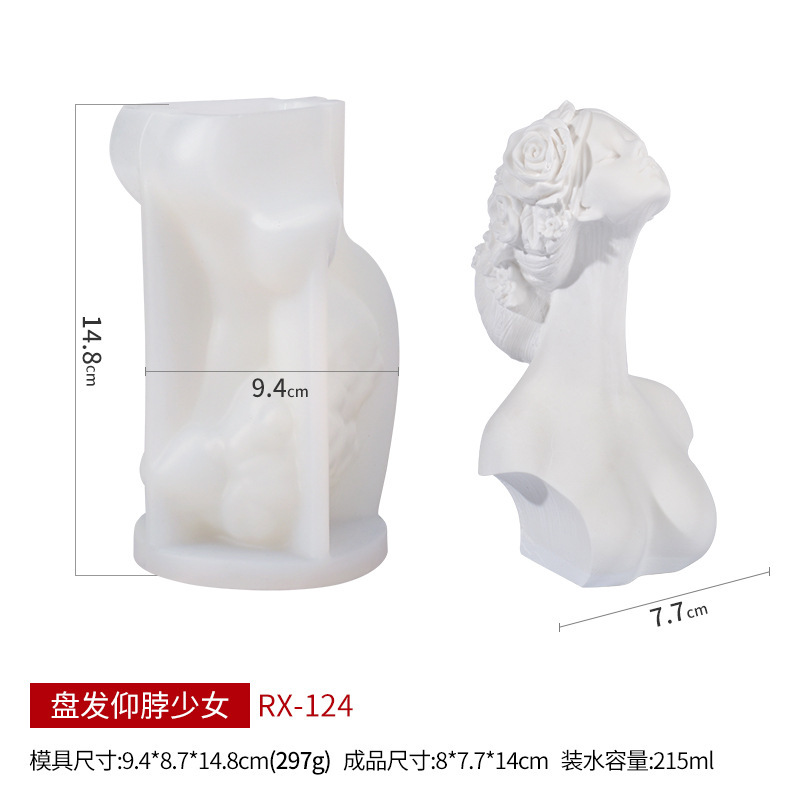 文信蒙眼少女香薫ろうそくシリコン金型DIY女の子ins風石膏拡香石置物砥石|undefined
