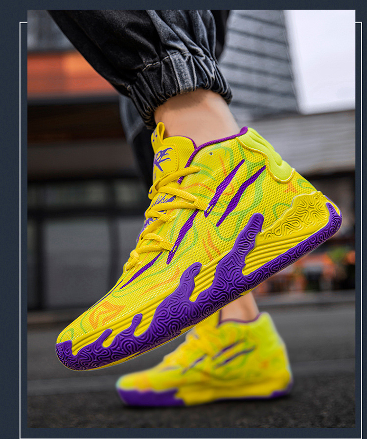 Three-ball Three-generation Bauer Basketball Shoes for Men and Women Anti-slip and Wear-resistant High-top Concrete Combat Cushioning Sports Shoes_voghion.com