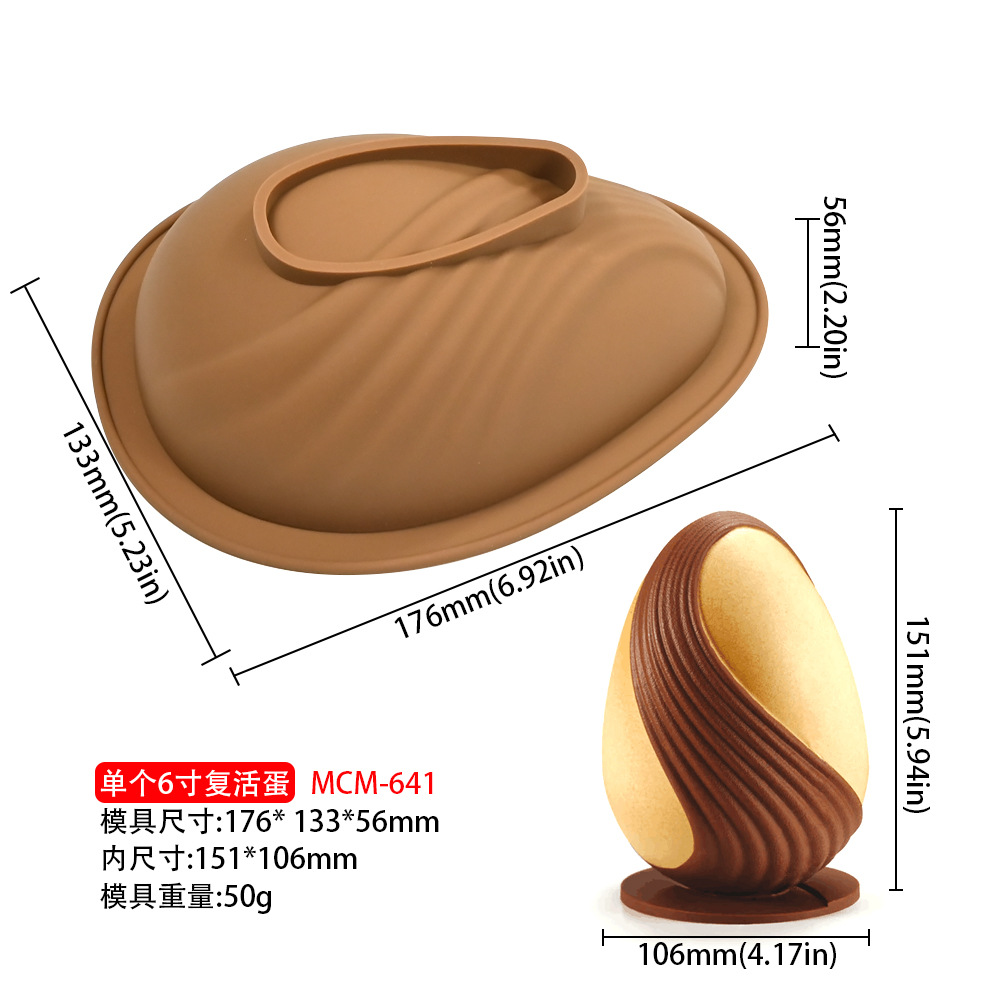 Pascua de dos piezas único semicírculo huevo mousse pastel molde DIY chocolate percusión silicona molde para hornear