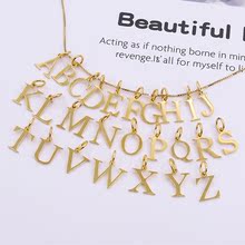 S925纯银光面二十六个字母吊坠DIY饰品配件材料26字母英文挂件