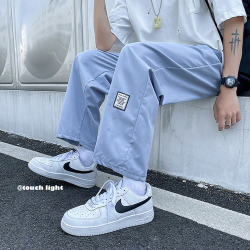 Summer Thin Straight Pants Men's Korean-style Trendy Wide-leg Pants Men's Drapey Loose Casual Pants Trendy Cargo Pants for Students