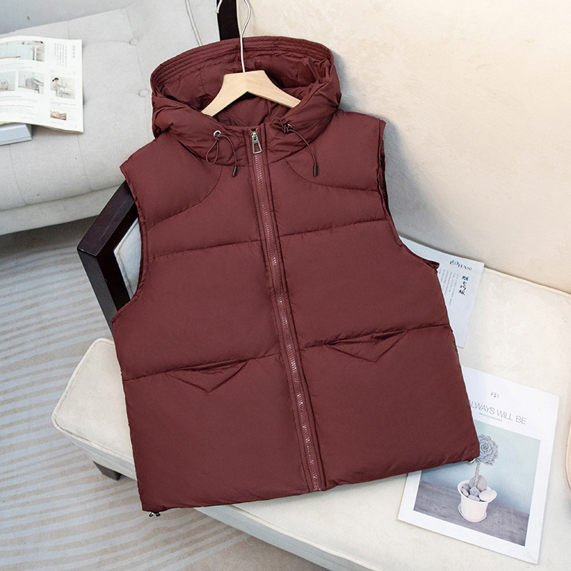 Nuevo chaleco de algodón de pluma para mujeres otoño y invierno 2025 corto de moda suelta sin mangas chaleco de hombro de algodón chaqueta de moda