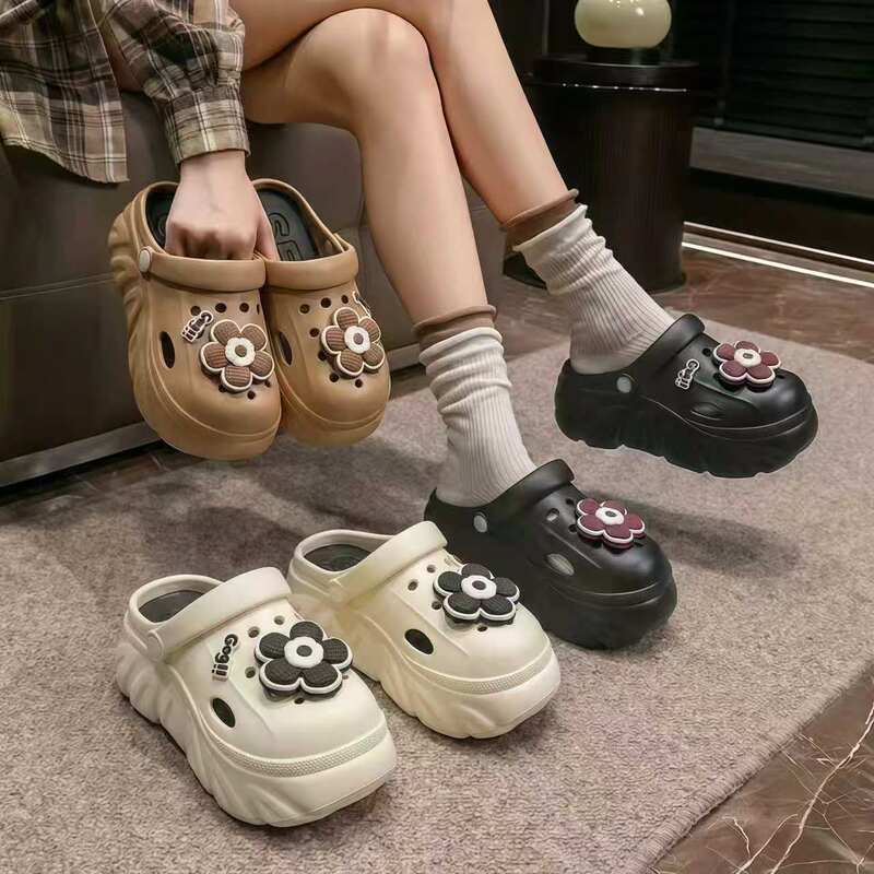 Eva Clogs for Women, Thick-Soled, Height-Increasing, Non-Slip, Sunflower Design, Customizable, Tiktok Pinduoduo Dropshipping