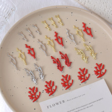 新款海洋度假风红色海星珊瑚合金吊坠  手工diy项链耳饰配件散珠