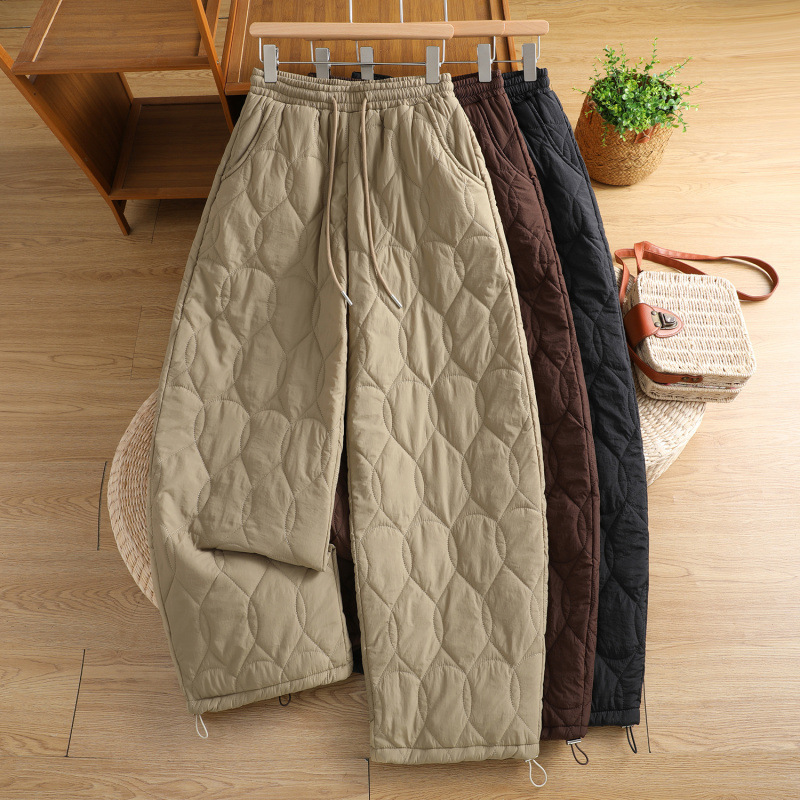 Actual Shot of 2025 New Winter Korean Style Casual Pants for Women, Quilted Warm Elastic Waist, Versatile Loose Wide-Leg Cotton Pants for Women Actual Shot of 2025 New Winter Korean Style Casual Pants for Women, Quilted Warm Elastic Waist, Versatile Loose Wide-Leg Cotton Pants for Women