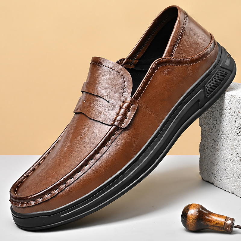 2024 otoño zapatos de hombre de tamaño grande zapatos de cuero casuales de negocios con suela suave antideslizante de mediana edad zapatos de papá para hombres con suela gruesa