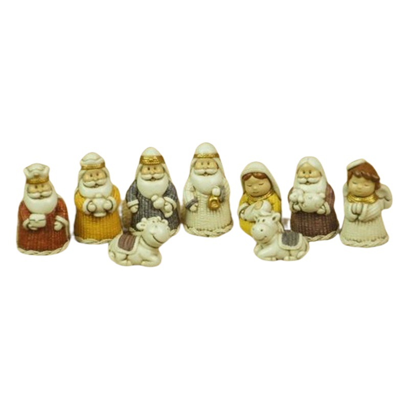 Navidad pesebre combinación decoración nacimiento escena resina decoración Navidad regalo traje resina artesanía
