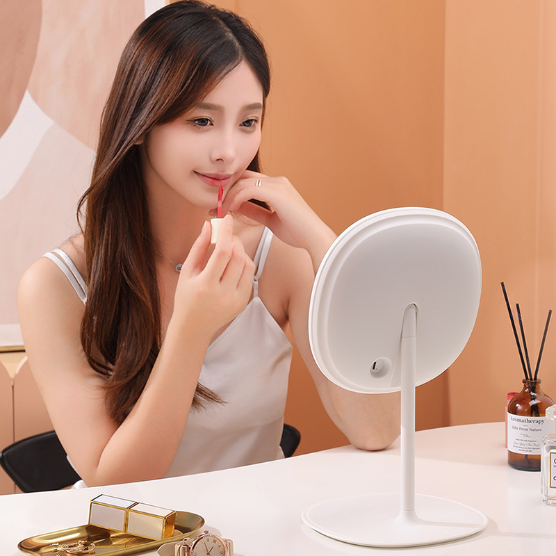 Espejo de maquillaje LED con lámpara portátil Espejo de vestir Espejo de escritorio red de alumno dormitorio de almacenamiento Espejo de maquillaje