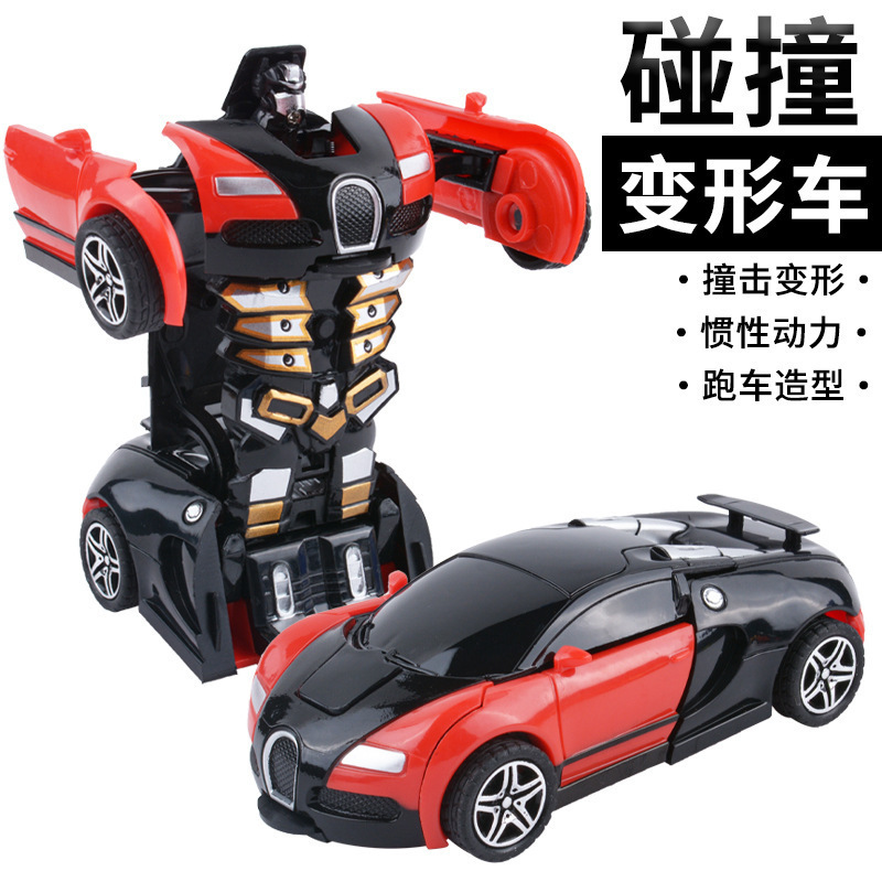 Cross-Border Children's Transforming Toys Tiktok Same Model Children's Collision Transforming Car Toy Inertia Toy Car Street Stall Wholesale