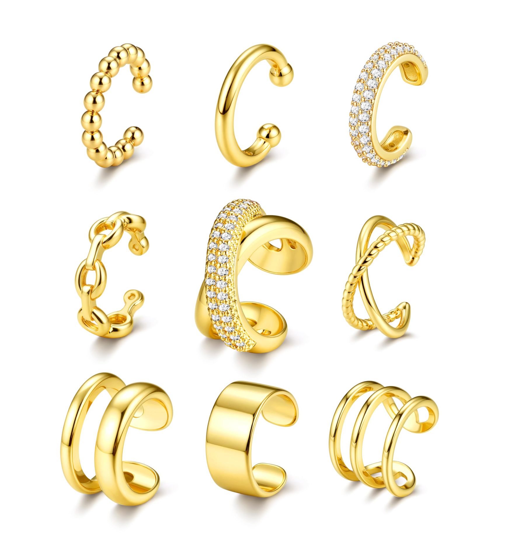 Orecchini pendenti geometrici in zircone con placcatura in oro_voghion.com