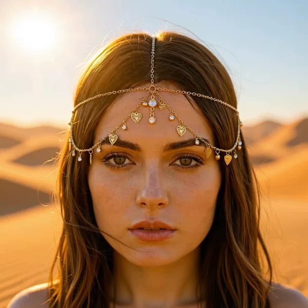 European and American New Style Headwear Ins Fashion Simple Hollow Heart Rhinestone Tassel Head Chain Women's Holiday Wedding Accessories