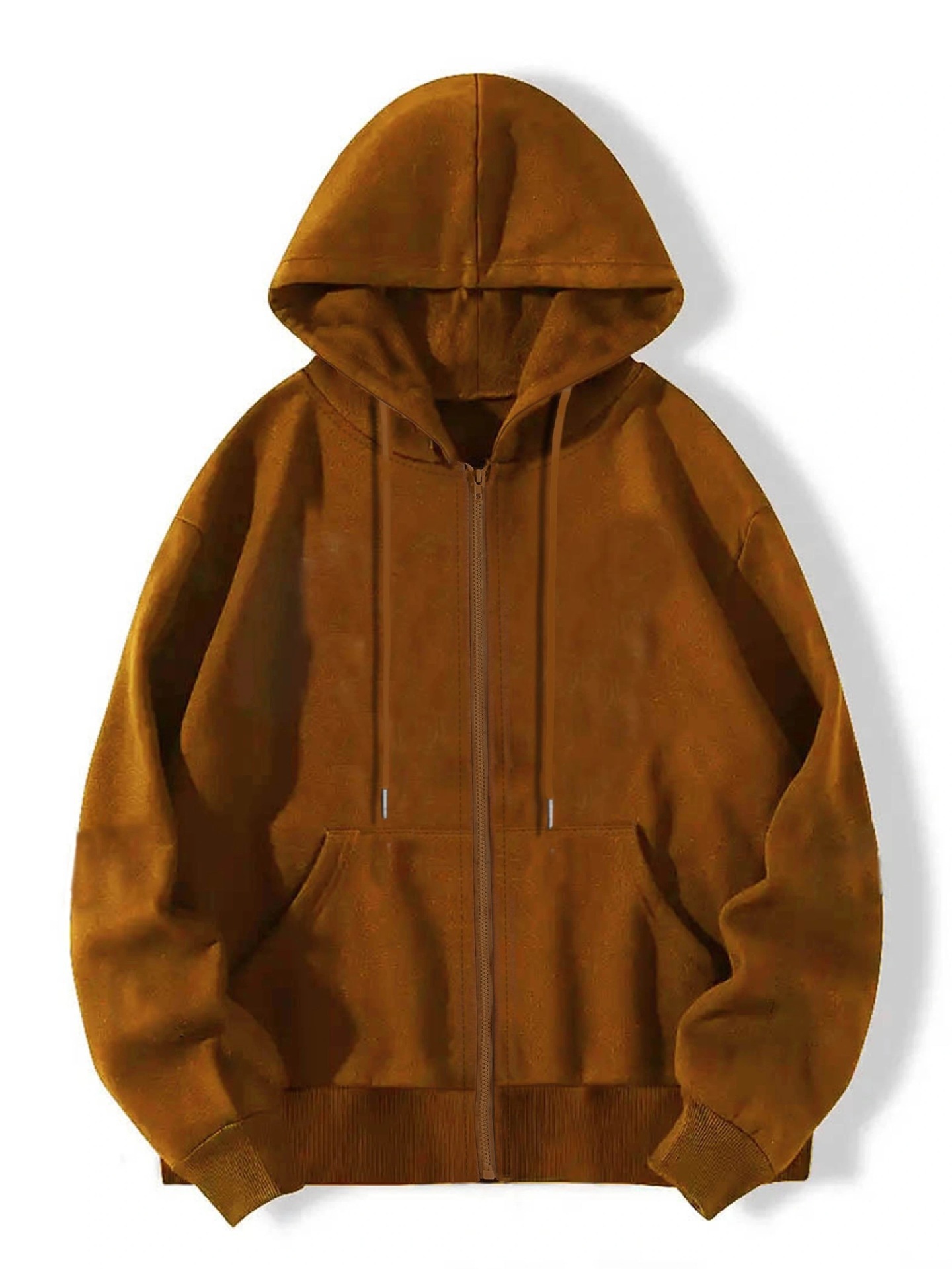 Front Print Long Sleeve Zipper Sweatshirt Autumn Winter Casual Top Drawstring Fashion Hoodie_voghion.com