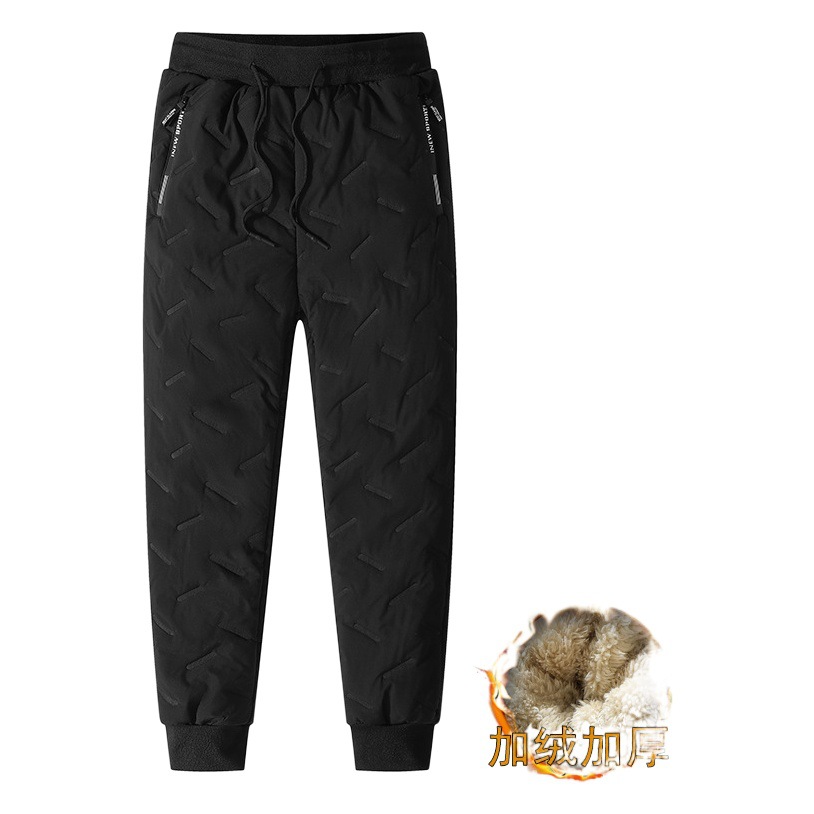 Factory Direct cashmere cotton pants men's outer wear fleece-lined thick warm middle-aged and elderly dad plus size cotton pants