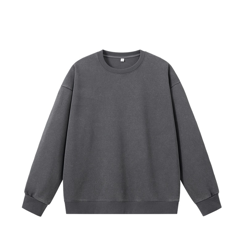 Vintage Washed Oversized Crewneck Sweatshirt - 330GSM Cotton Blend Drop Shoulder Unisex Pullover For Men & Women_voghion.com