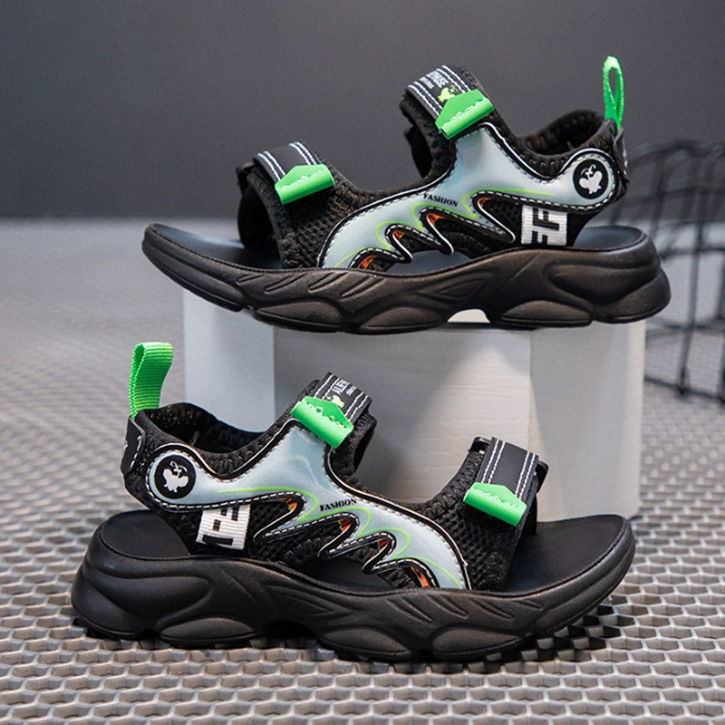 Мальчики сандалии на мягкой подошве детская пляжная обувь летняя новая сетка красная пляжная обувь