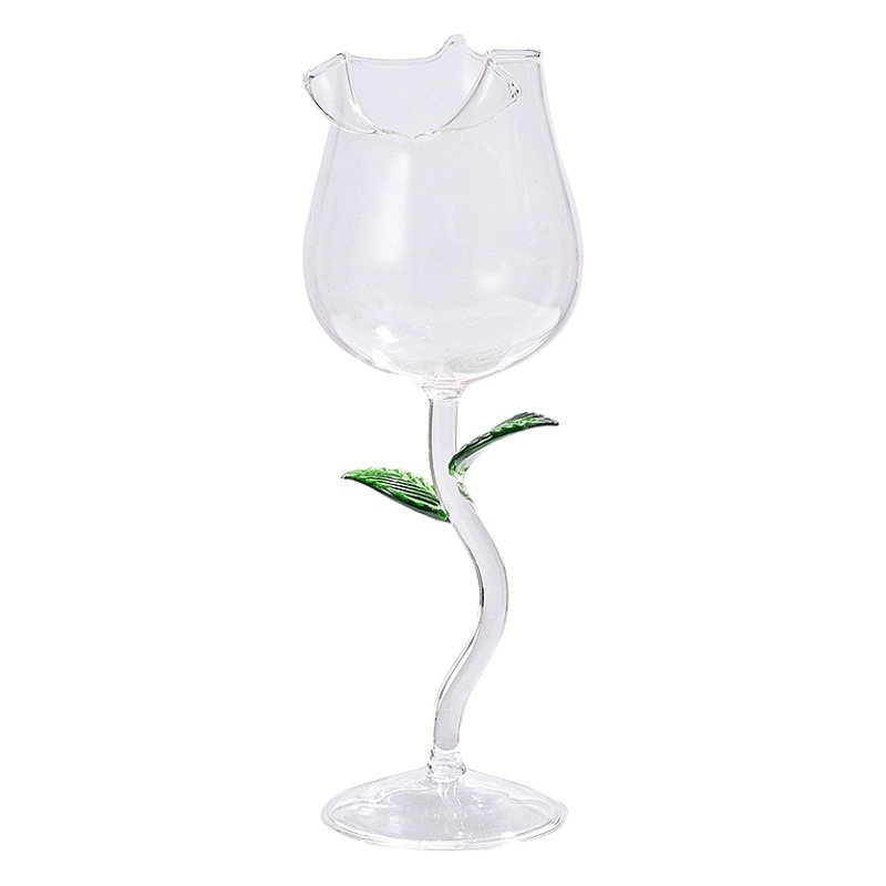 Día de San Valentín romántico Rosa doble copa de vino tinto vidrio de borosilicato creativo copa de champán de cristal de dos piezas