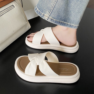 2024 New Fashion Cross-Strap Thick-Soled Slippers for Women's Summer Outer Wear Cross-Border Popular Flip-Flops Non-Slip Slippers