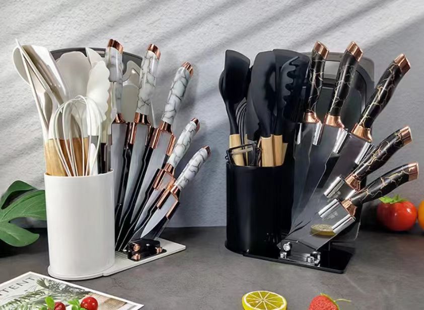 Comercio exterior suministro transfronterizo utensilios de cocina de silicona 20 piezas cuchillo de cocina antiadherente espátula cuchara de sopa traje de herramientas de cocina