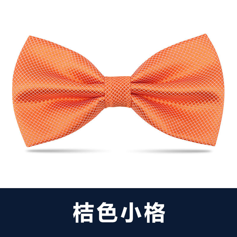 ↬↬↬주황색 작은 격자 무늬 나비 넥타이 ↦=>=>=>