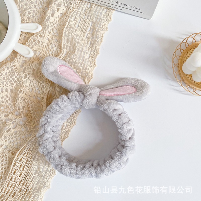 Estilo coreano Orejas de conejo de felpa de las mujeres lindas banda para el cabello lavado de cara anudada banda para el cabello turbante de invierno accesorios para el cabello joyería al por mayor