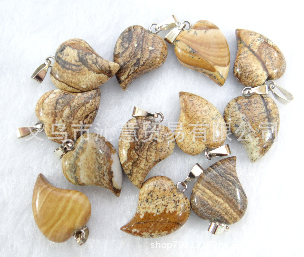 Venta caliente en forma de corazón colgante natural cristal Rosa ágata piedra torcida corazón colgante melocotón corazón collar accesorios Diy