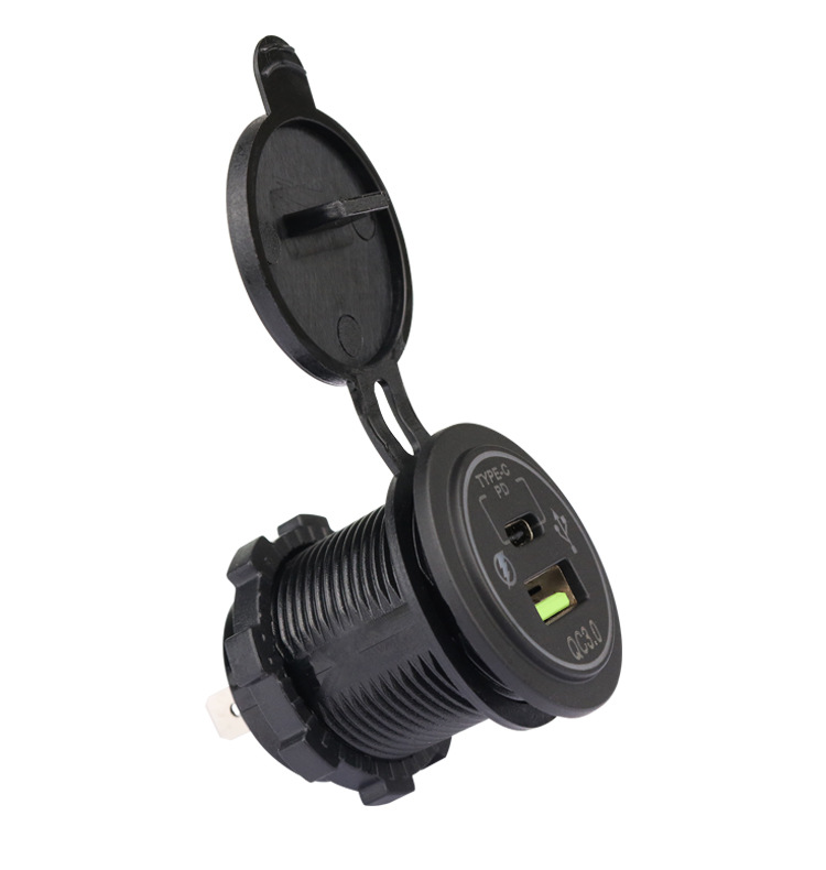 Cross-Border Car, Motorcycle, Rv, Car Charger, Mobile Phone Charger, Modified Car Charger Qcpd with Aperture