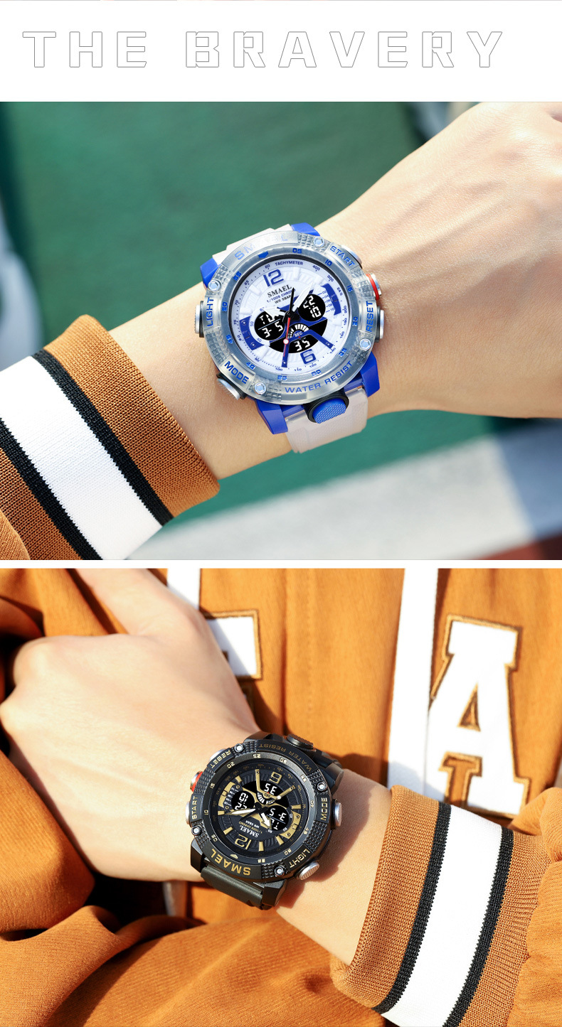 New Hot SMAEL Smart Leisure Waterproof Digital Dual Display Outdoor Sports Multi Functional Glow Men's Watch_voghion.com