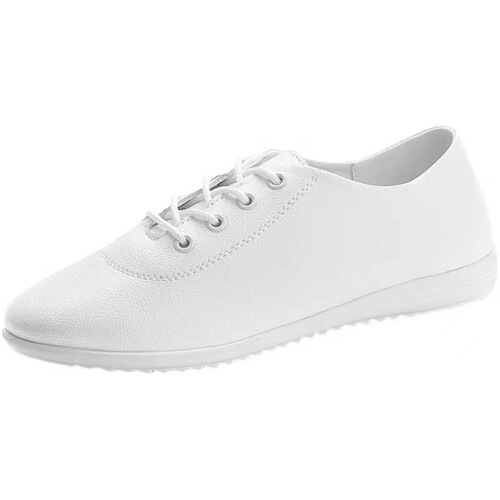 Soft-sole women's single-layer shoes in spring and autumn New style small white shoes lacing work shoes non-slip flat small leather shoes for women's mother's shoes