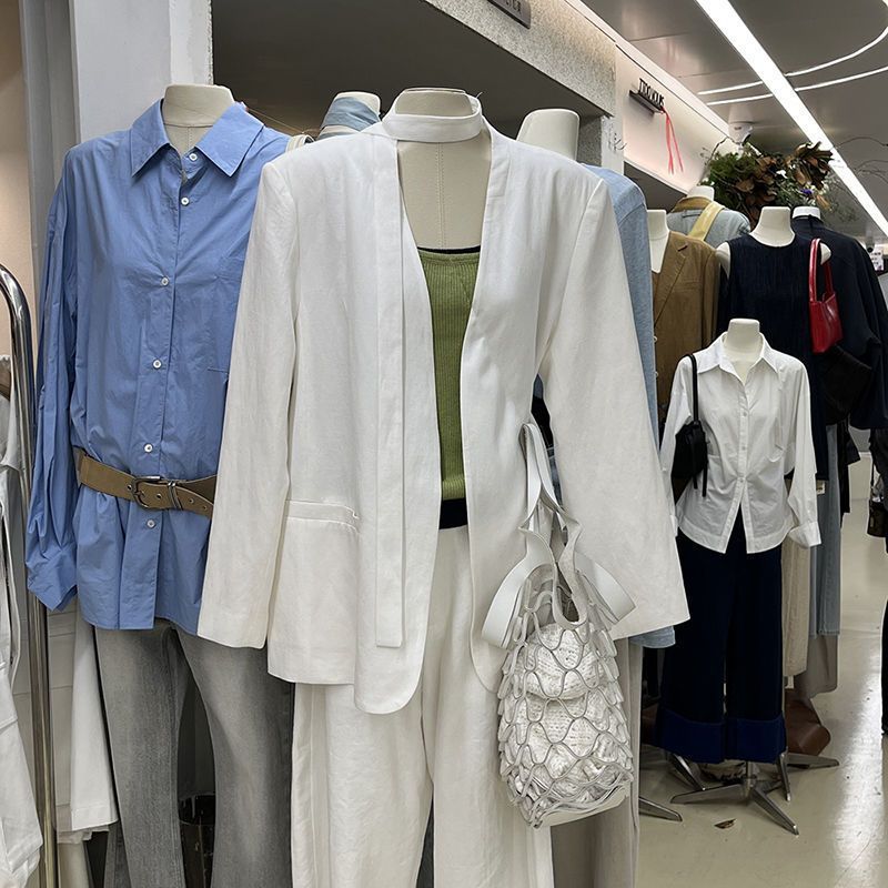 2026 Spring and Autumn New Style Atmospheric Ribbon Blazer for Women, Light Luxury Fashion, High-Quality Casual Suit