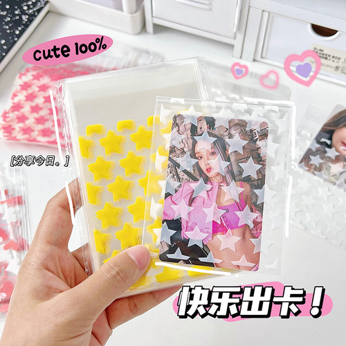 ins style transparent star self-adhesive bag simple guka album small card pvc ziplock bag packing bag hand account classification bag