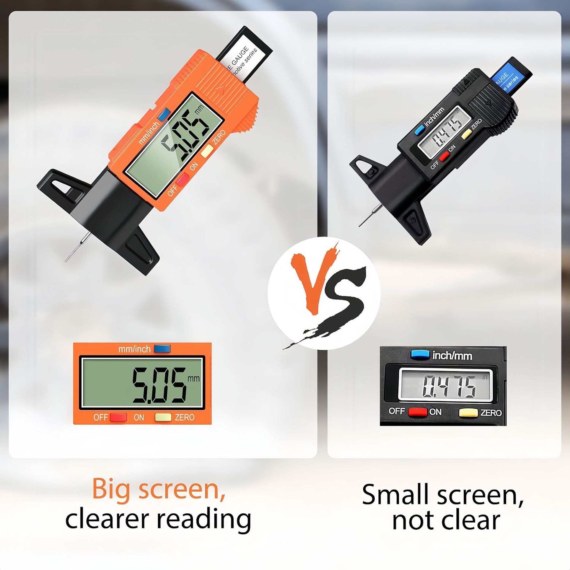 In-stock digital tire tread gauge, tire pattern gauge for measuring tire depth 0-25mm, electronic measuring and testing instrument