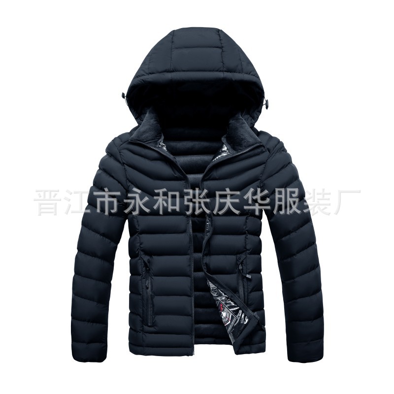 Cross-border 50d alta costilla elástica ropa de los hombres de lana forrada engrosada chaqueta de algodón con capucha de algodón raqueta de algodón europeo y americano comercio exterior al por mayor