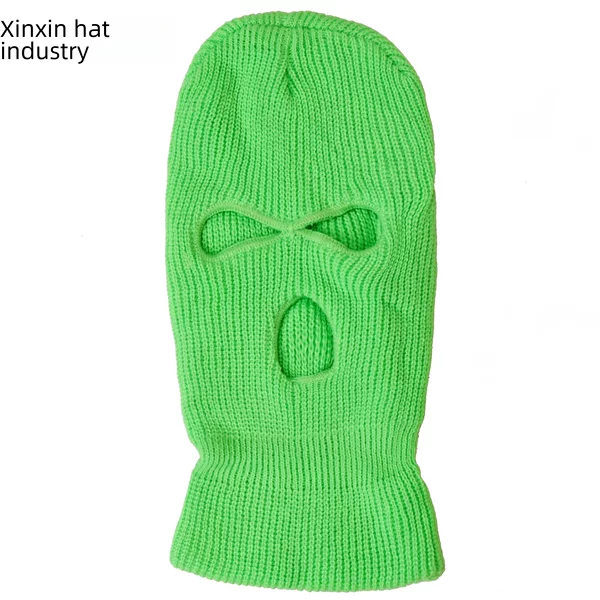Winter Ingot Needle Three-Hole Knitted Hat Candy-Colored Woolen Hat Digging Hole Baotou Outdoor Cycling Windproof Mask Hat