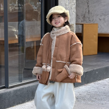 奶酪与喵童装男童外套2025冬款韩版带手套皮毛一体外套防风保暖潮