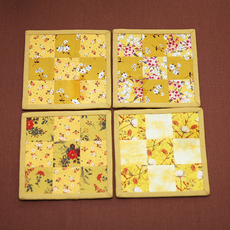 Primer paño teñido estera de té hecho a mano DIY patchwork corredor de mesa bordado Lu bordado estera de la placa de té Zen camino de mesa té arte de la vendimia toalla de té