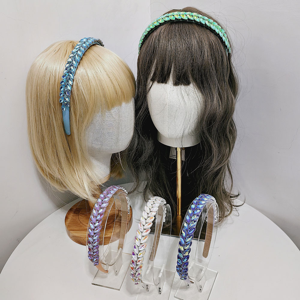 Frau Einfacher Stil Farbblock Kunststoff Inlay Strasssteine Haarband display picture 1