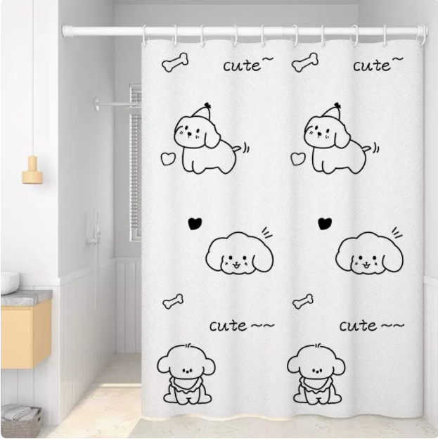 Cross-Border Plain Shower Curtain, Bathroom Partition Curtain, No Punching, Waterproof Digital Printing Shower Curtain, Dry and Wet Separation Manufacturer