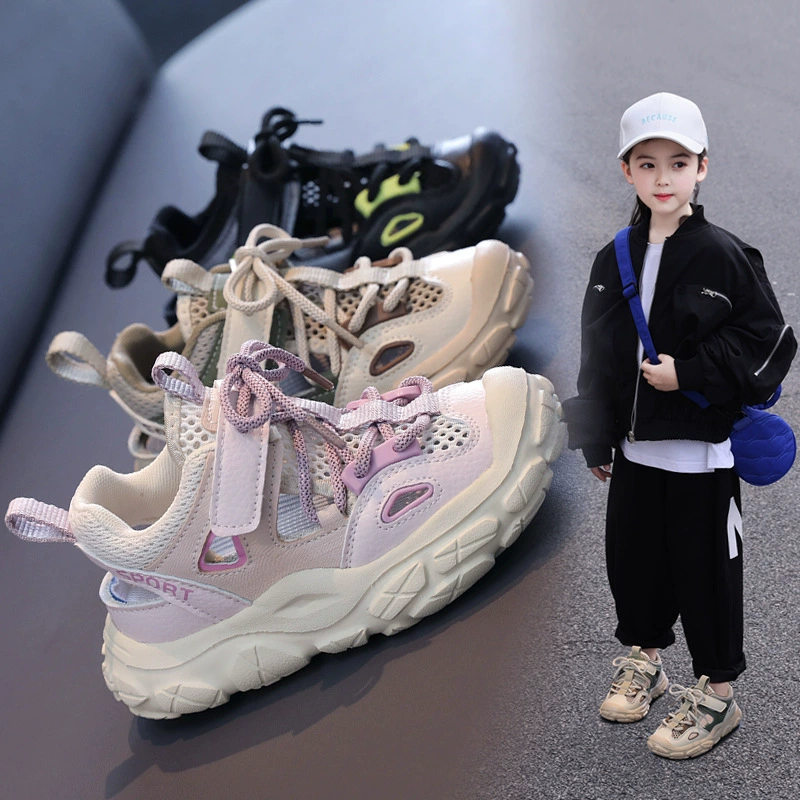 Детские сетчатые кроссовки для мальчиков, дышащие кроссовки в стиле «папины кроссовки», весна-лето 2025, легкие кроссовки для девочек для детей постарше, модные