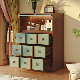 ✅ French Retro Style Solid Wood Bedroom Storage Cabinet Next to the Sofa Three, Four and Five Drawer Cabinet Living Room Wall Storage Cabinet