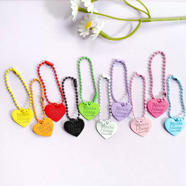 Candy Color Double-Sided Letter Love Metal Pendant Creative Bead Chain Bag Key Chain Distinctive DIY Accessories Pendant